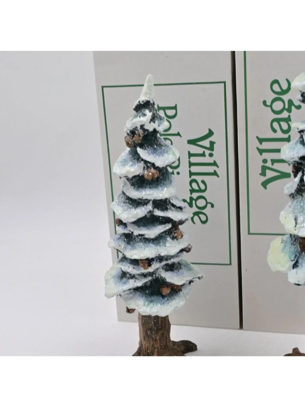 Department 56 Heritage Village Pole Pine Tree Porcelain Decor Set of 3 Boxed